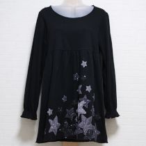 黒スターリースカイパッチワークカットソーチュニック