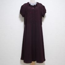 ボルドー花刺繍ジョーゼットワンピース