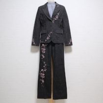 黒花刺繍デニムジャケット&パンツ【S】