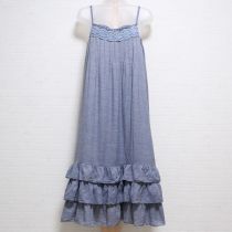 ブルー系レース使い段々フリルキャミワンピース