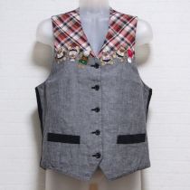 グレー系スイムくま刺繍ベスト
