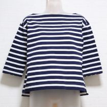 紺×白金ボタン使いボーダーTシャツ【3(9号)】