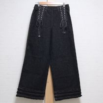 黒デニムレースアップワイドパンツ【4(L)】