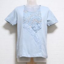 ブルーグレーネモフィラフリルTシャツ【M】