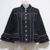 黒フリル使いデニムブラウスジャケット【L】
