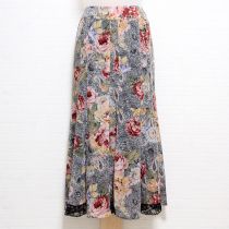 グレー系フォークロリックフラワースカートスカーフ付き【S】