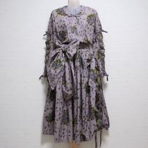 パープルすみれブーケワンピースサッシュ&バッグ付き