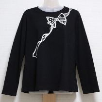 黒ドットリボン長Tシャツ【4(11号)】