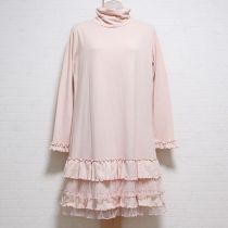 ピンクチュール使い段々フリルカットソーチュニック