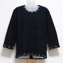 黒トリミングパイルカットソー