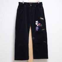 黒テリア刺繍コーデュロイパンツ