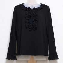 黒ドットチュールフリル付カットソーブラウス【3(9号)】