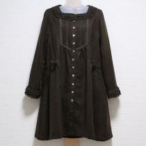 カーキ系カットワークレース使いチュニックワンピース