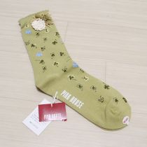 薄荷白つめ草モチーフソックス