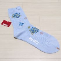 水色花柄ソックス