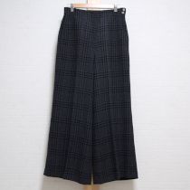 チャコールグレーリングツイードワイドパンツ【4(11号)】