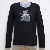 黒くまプリント長Tシャツ