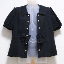 黒パールボタン半袖ジャケット