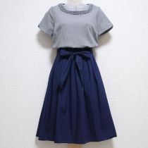 グレー×紺コンビワンピース【3(9号)】