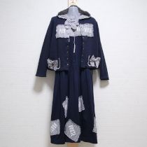 紺チェック使いカーディガン&ワンピース
