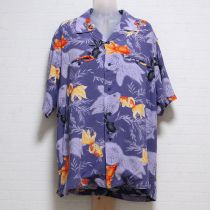 パープル系手描き金魚アロハシャツ【L】