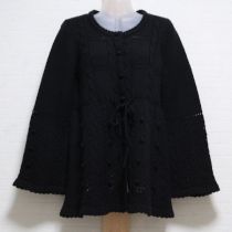 黒ケーブル編みチュニックカーディガン