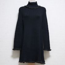黒フリル使いAラインニットチュニック【4(L)】