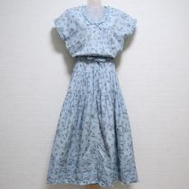 ブルーグレー勿忘草ワンピースバッグ付き