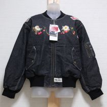 黒雛菊とさくらんぼ刺繍入りリバーシブルブルゾン