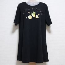 黒ロゴアップリケ&レモン刺繍チュニック