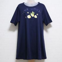 紺ロゴアップリケ&レモン刺繍チュニック