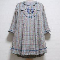 ブルーグレーチェック刺繍チュニック