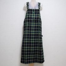 グリーン×紺チェックサロペットスカート