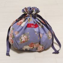パープルロゼットリース巾着