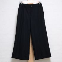 黒ウールジョーゼットワイドパンツ【S】