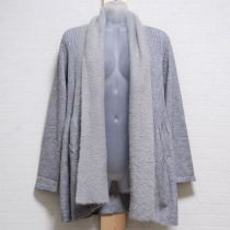 グレー異素材ロングカーディガン