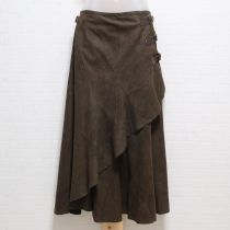 茶フェイクスウェード巻スカート【S】
