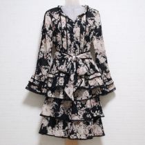 黒薔薇プリントブラウス&スカートサッシュ付き【9号】