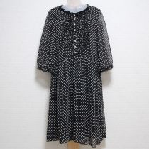 黒花モチーフドットシフォンワンピース【11号】