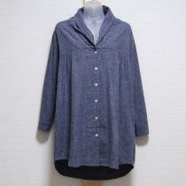 紺ショールカラー起毛ブラウス