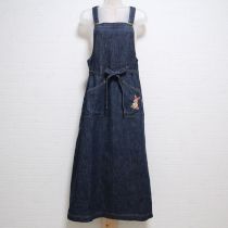 紺うさぎ刺繍デニム巻ジャンパースカート