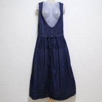 紺フリル使いデニムジャンパースカート【M】