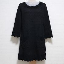 黒花モチーフカットソーチュニック
