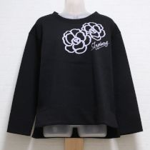 黒ダブルカメリアプリントプルオーバー