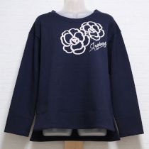 ネイビーダブルカメリアプリントプルオーバー