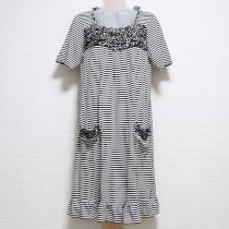 黒フリル使いボーダーカットソーチュニック【9号】
