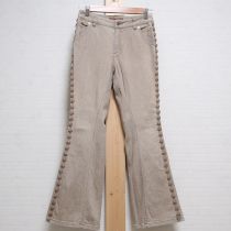 ベージュ花モチーフ使いパンツ【M】