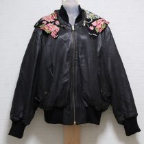 黒裏リボン&ブーケフード付き鹿革ブルゾン