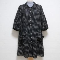 黒ドット麻ブレンドチュニックワンピース【9号】