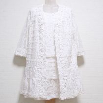 白ボタニカルフラワーレースセットアップチュニック【4(11号)】